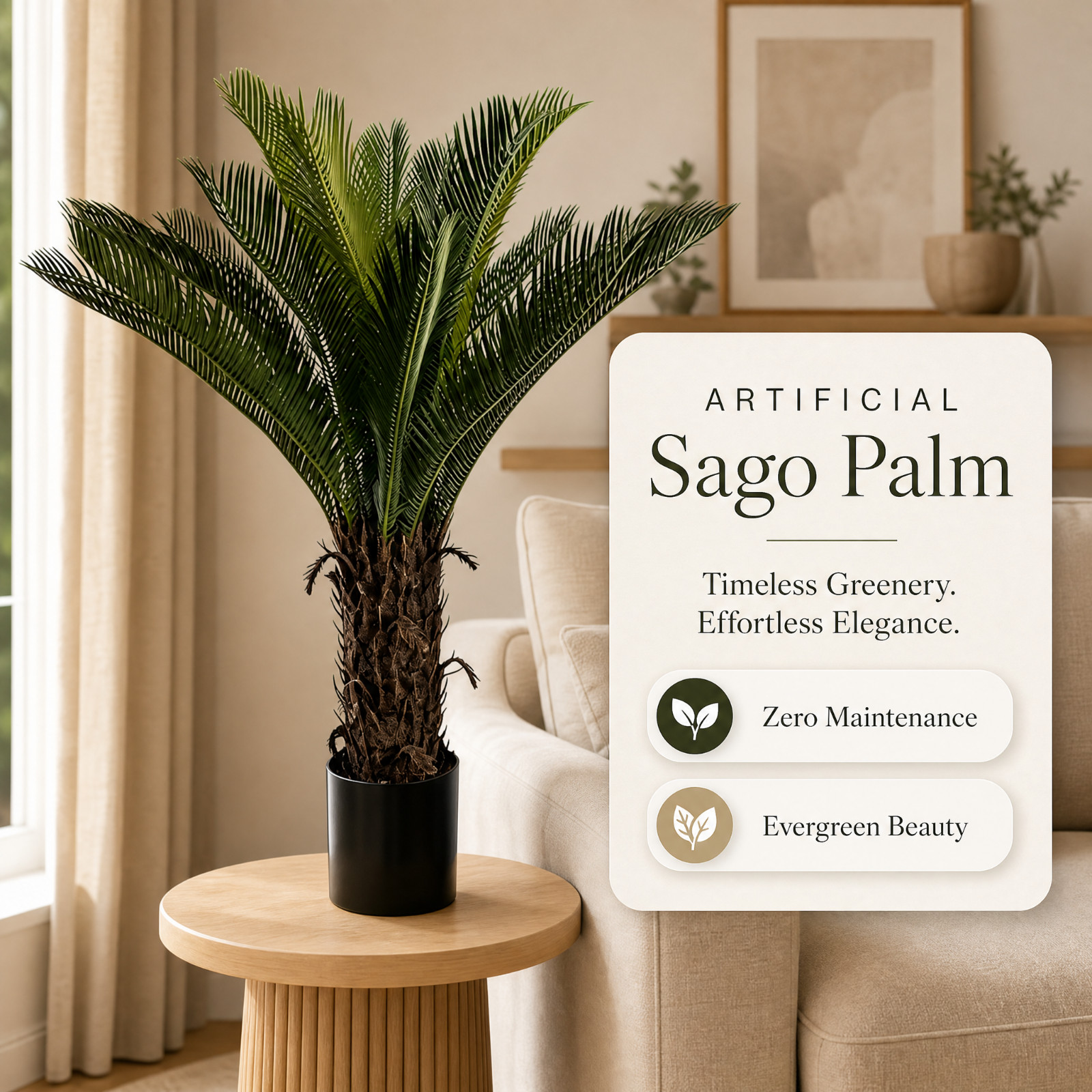 2Pack 3.9ft Artificial Sago Palm Cycad UV Resistant Potted Plant Indoor Outdoor