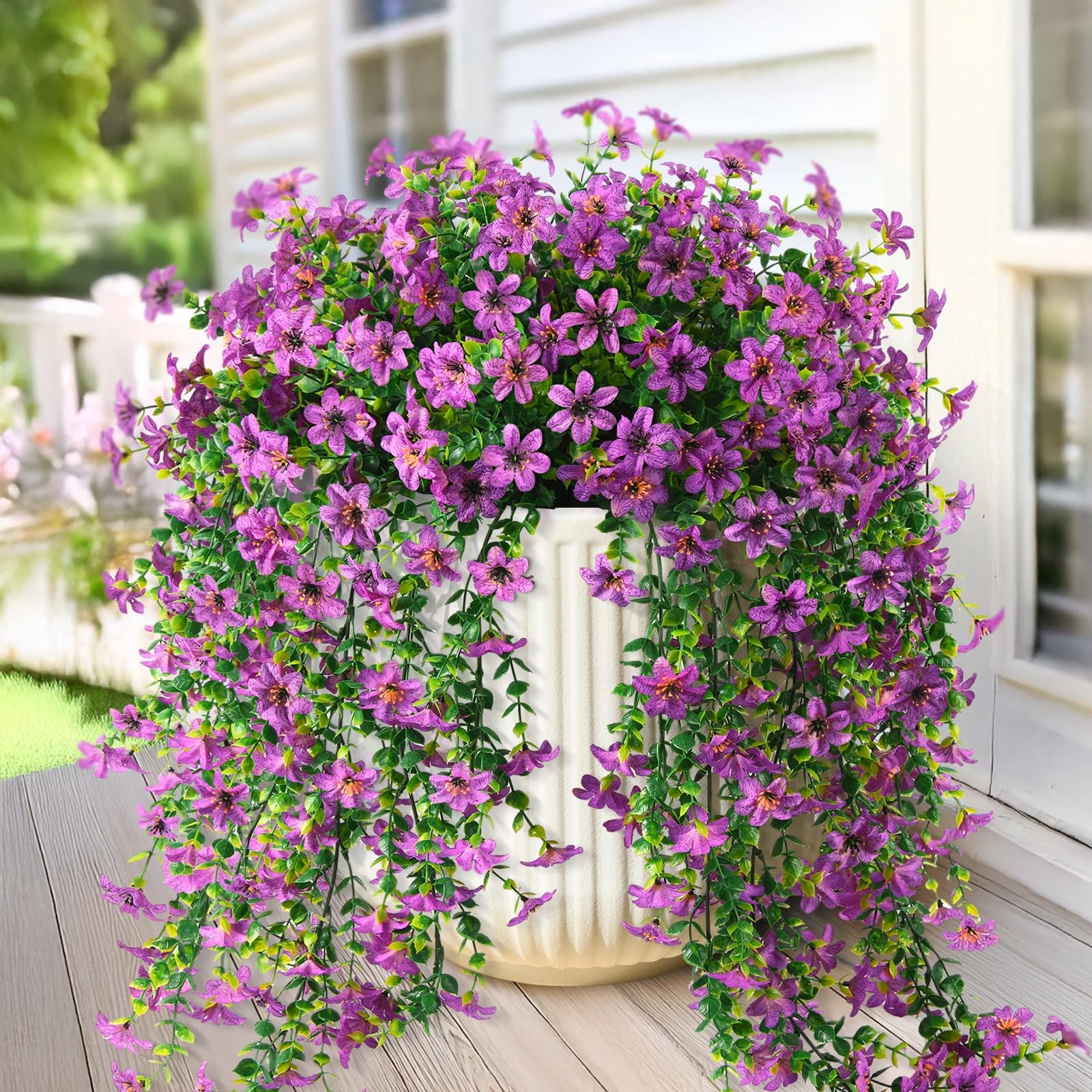 Artificial Fake Hanging Flowers Plants for Outdoor Summer Decoration,2 PCS F…