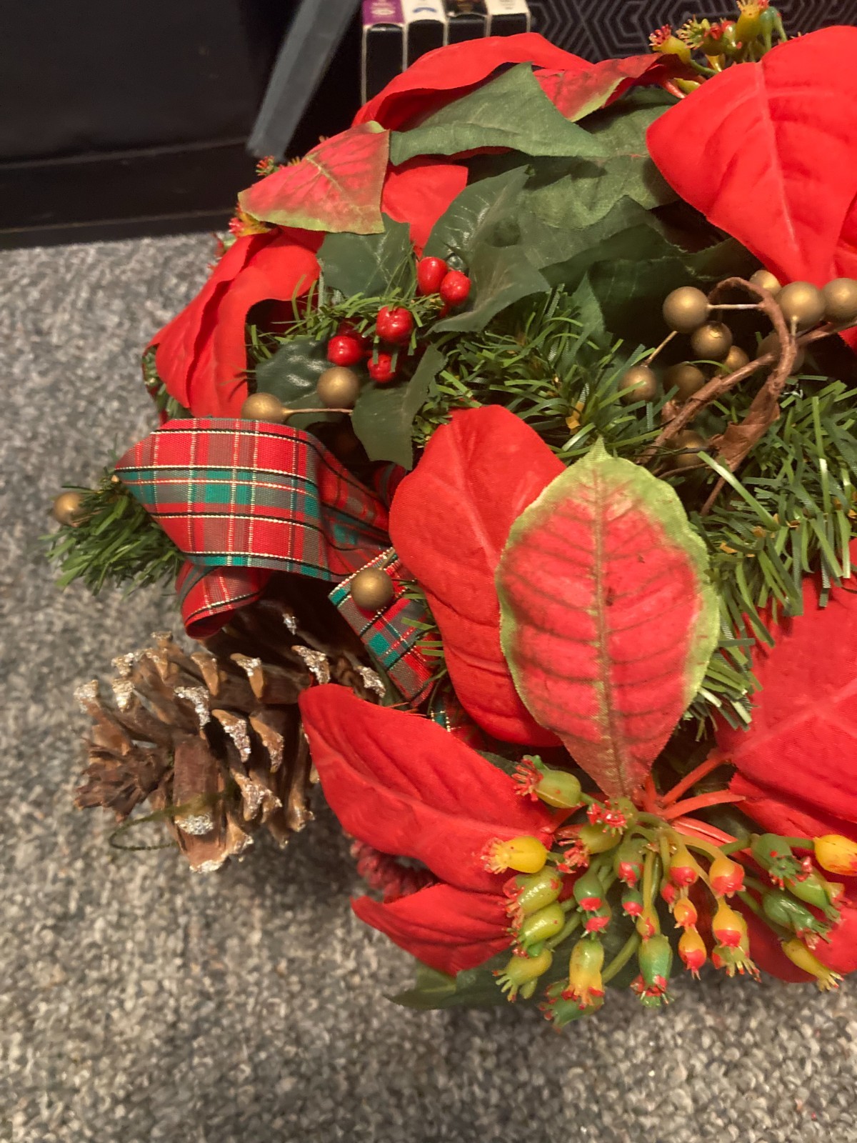 Poinsettia Flowers Artificial Christmas Bouquet Centerpiece
