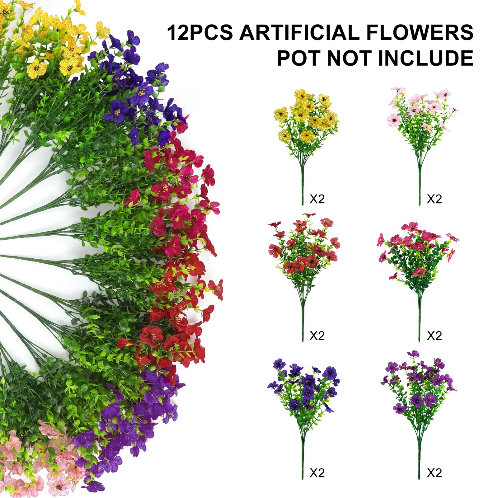 Artificial Faux Flowers Plants for Outdoors Outside Spring Summer Decoration,…