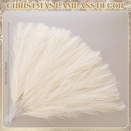 50 Pcs Christmas Pampas Grass Tree Decor 16.5 Inch Boho Faux Pampas Grass Ivory