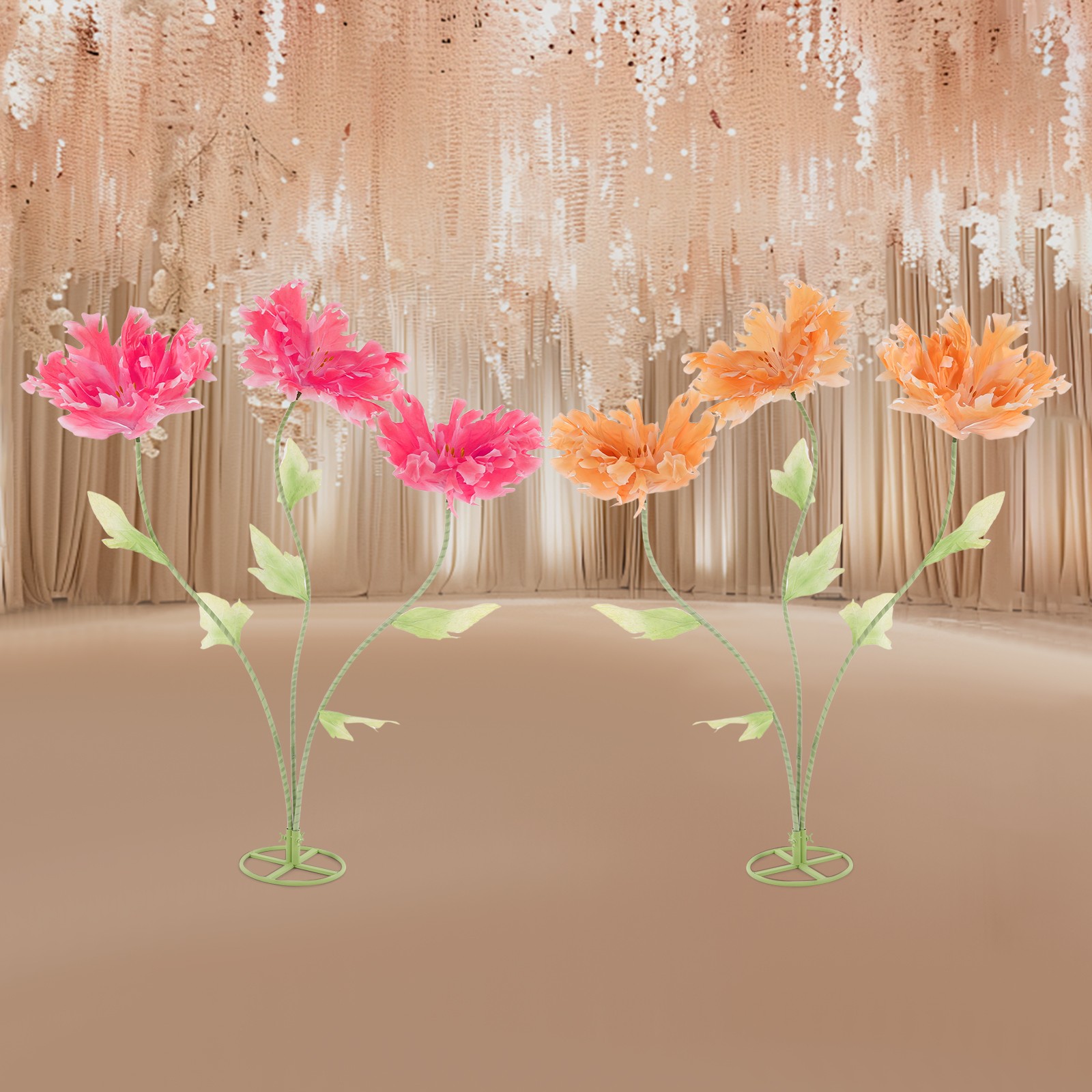 3 Heads Giant Artificial Flowers Wedding Artificial Flower Decoration Stand