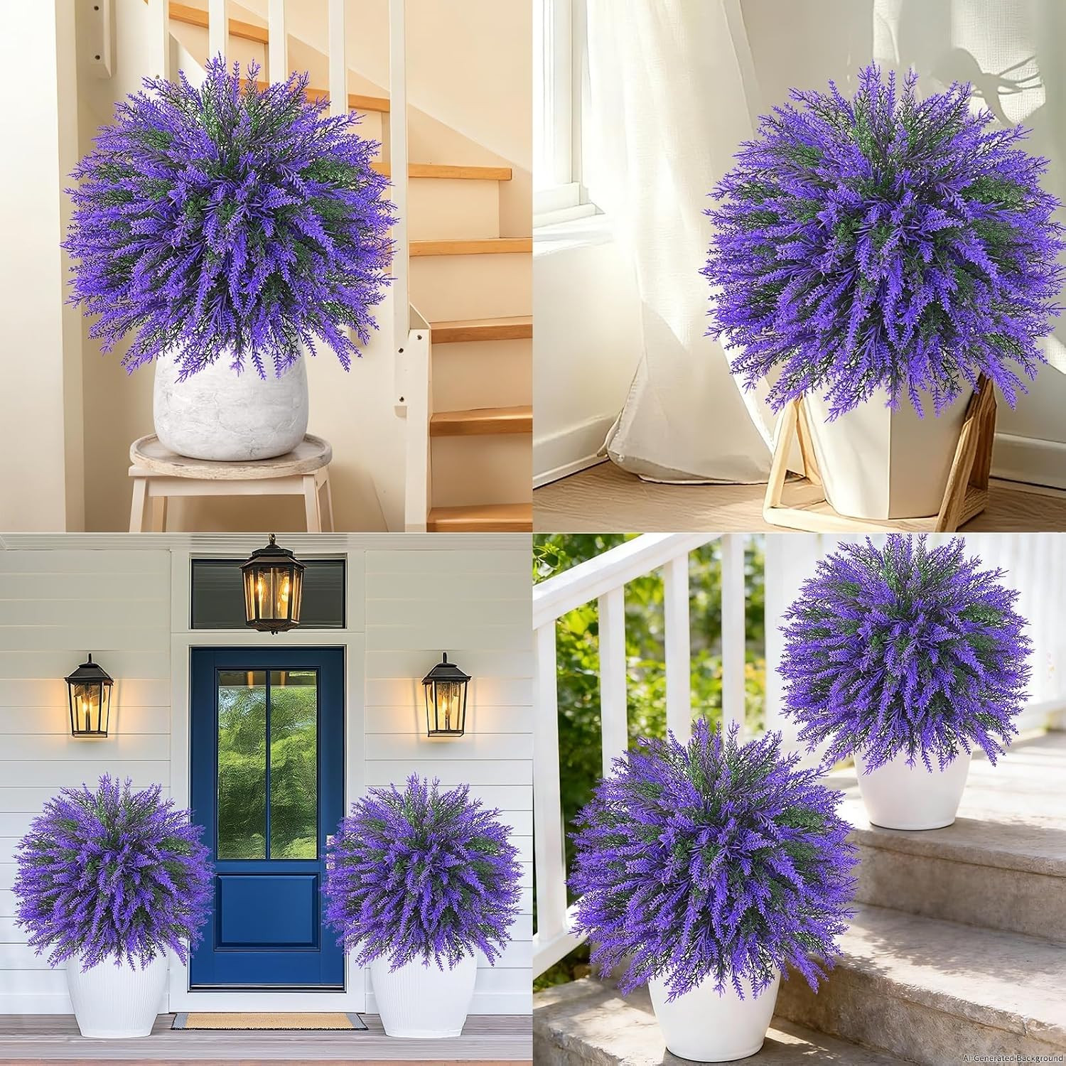 22″ UV Resistant Lavender Topiary Ball Trees – 2 Sets for Outdoor Decor