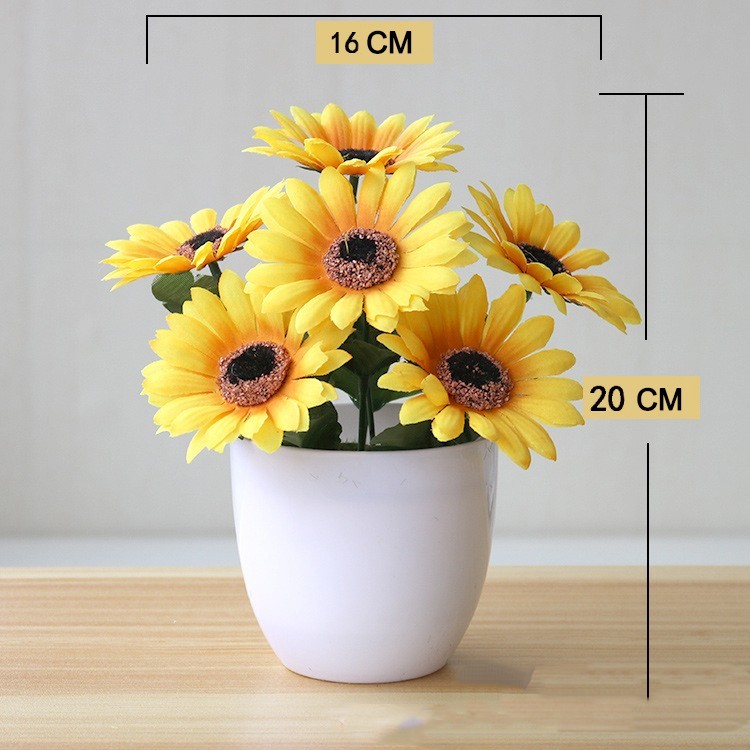 Tabletop Faux Flower Plants Small Potted for Dining Room Kitchen Decor