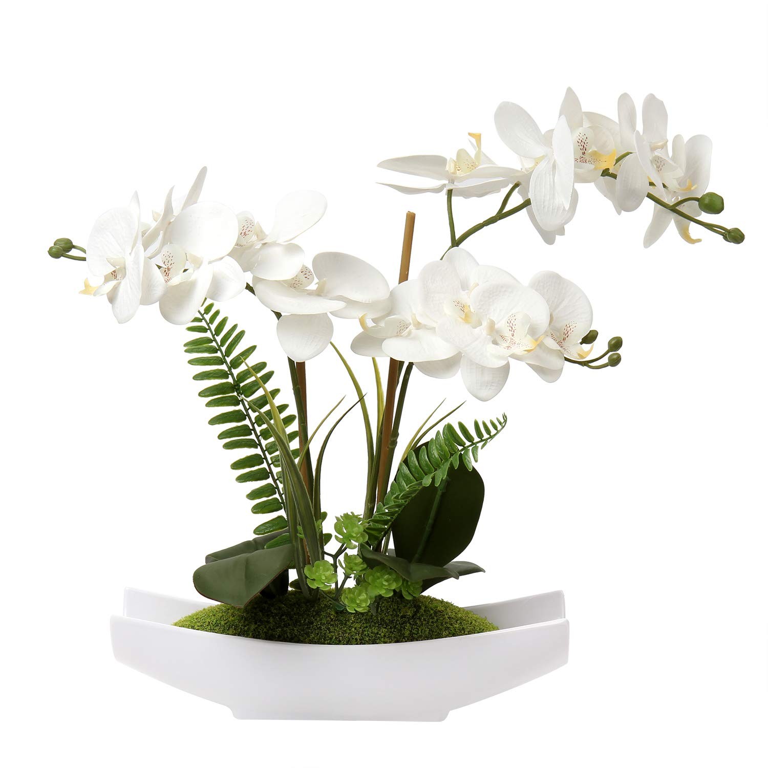 Briful Orchids Artificial Flowers 15 Large Fake Orchid White Phalaenopsis Orchid