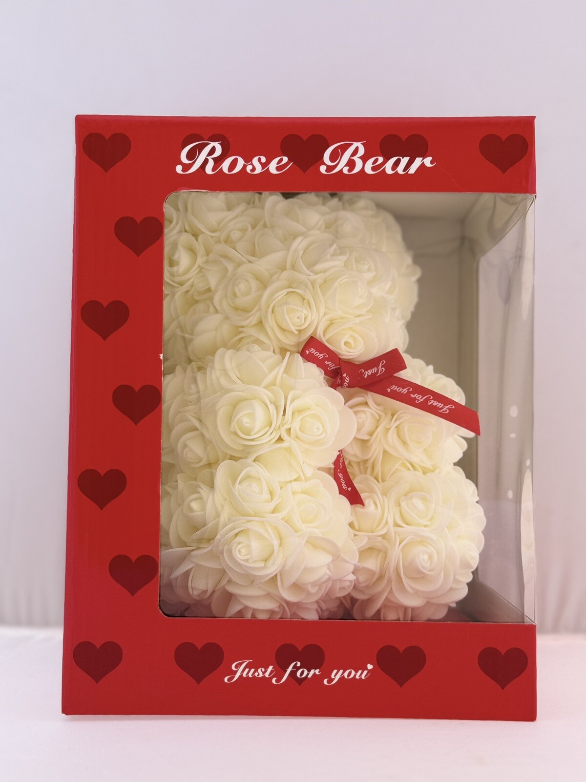 White Rose Foam Teddy Bear All Occasions NIB Great Gift!