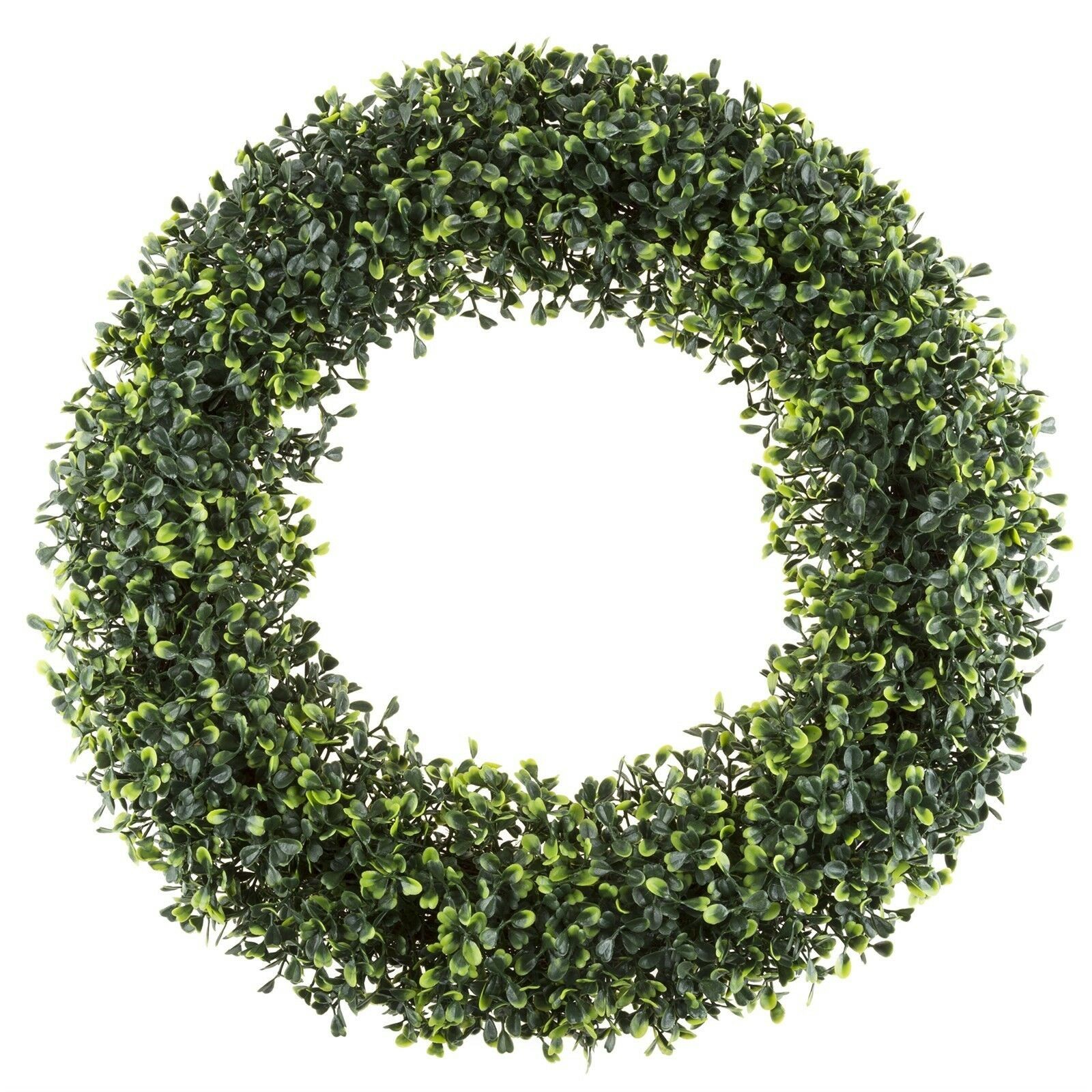 Pure Garden 19 Inch Boxwood Wreath Indoor Outdoor Artificial Plant