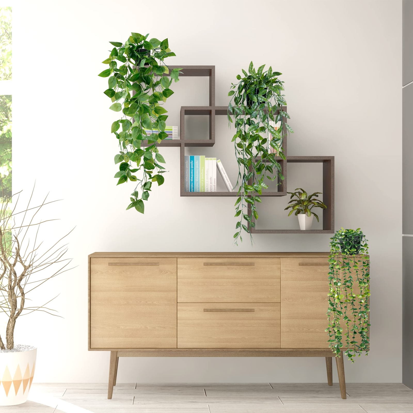 4 Plantas Colgantes Artificiales De Hiedra Falsa Para Decoración De Pared Hogar