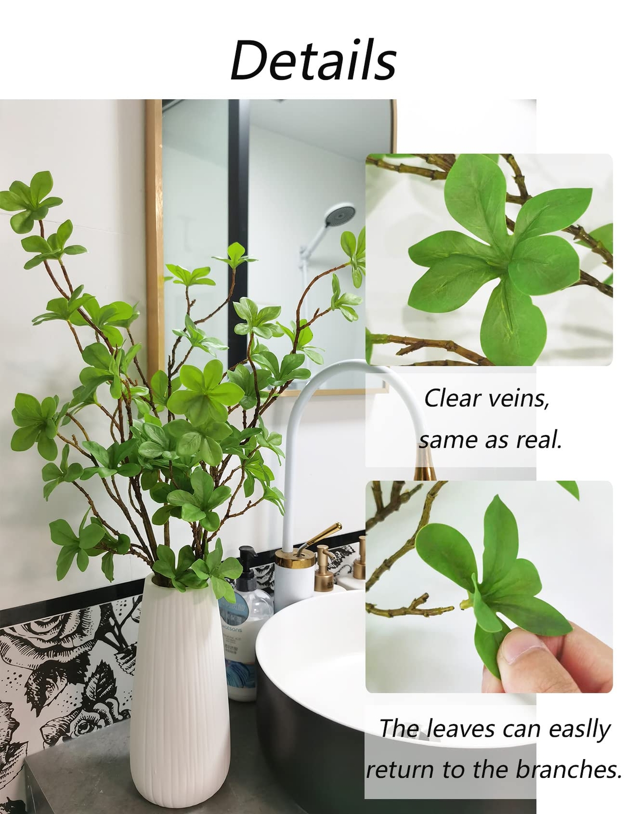 Artificial Greenery Stems Faux Branches with Leaves for Vase Fake Plants for …