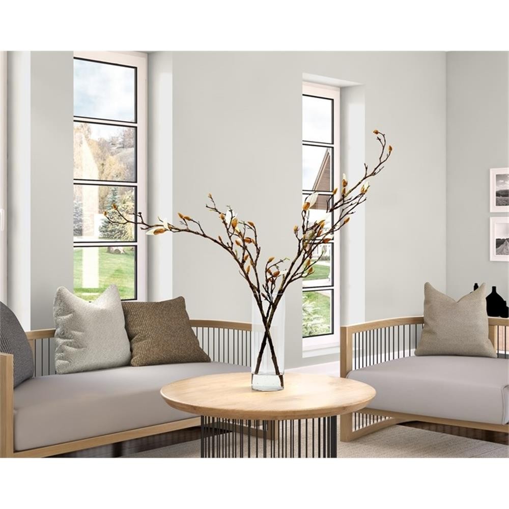 Pemberly Row Contemporary Budding White Magnolia Stems in Cylian Vase