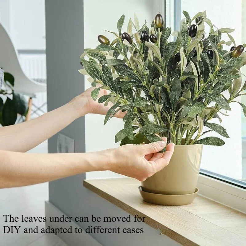 15Inch Artificial Olive Branch with Fruits Real Touch Greenery for Wedding Table