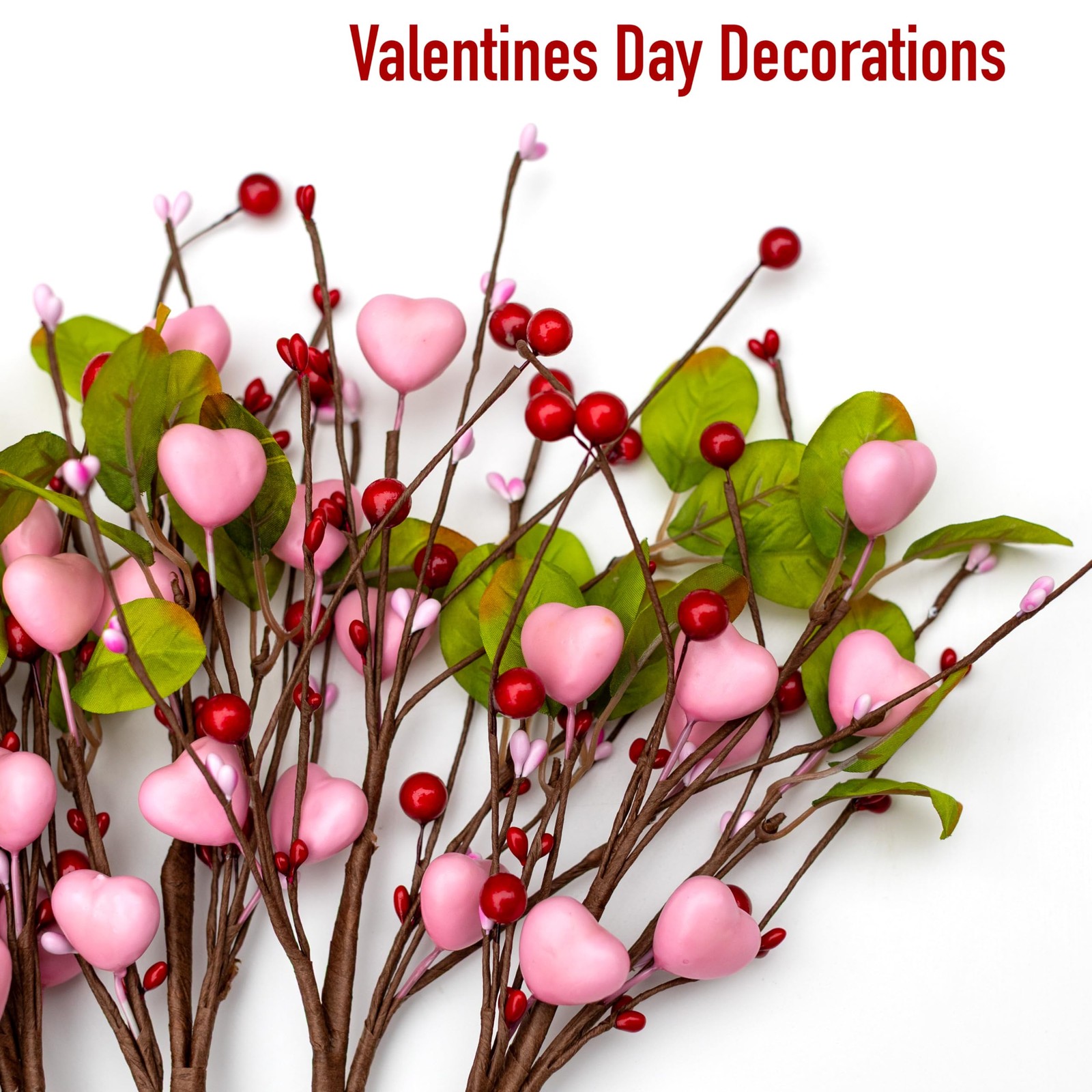 Valentines Day Decorations Floral Picks Stems – 8Pcs,16 Inch Artificial Pink …