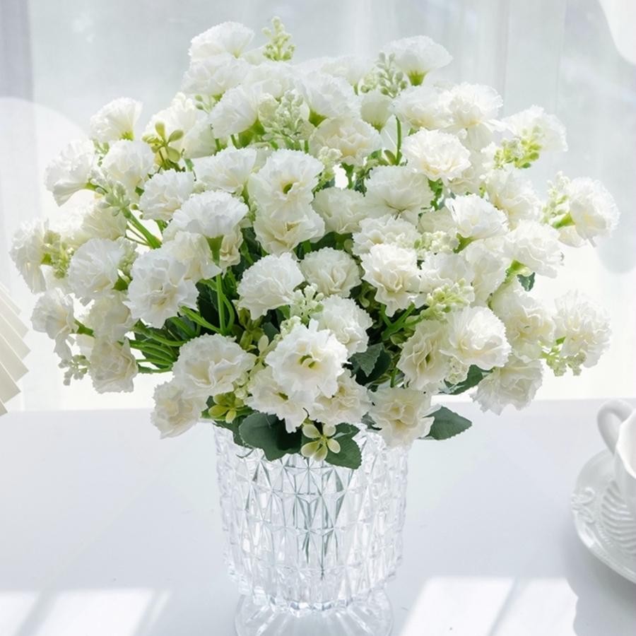 5 Forks 15 Heads Small Carnation Artificial Flowers Wedding Arch Garland Décor