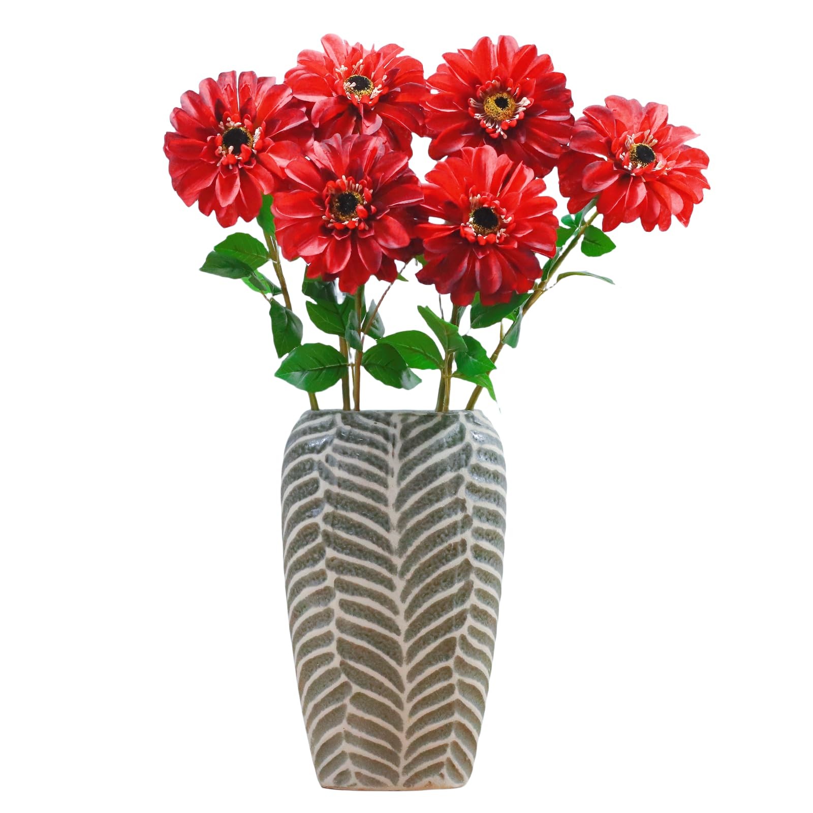 Artificial Chrysanthemums, Daisy Silk Flowers 6 Stems, Aster & Zinnia-Like La…