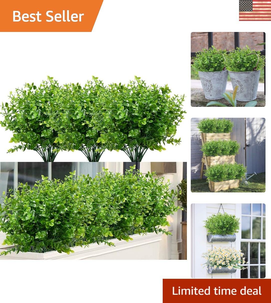 Realistic 8 Bundles Artificial Boxwood for Charming Indoor & Outdoor Displays