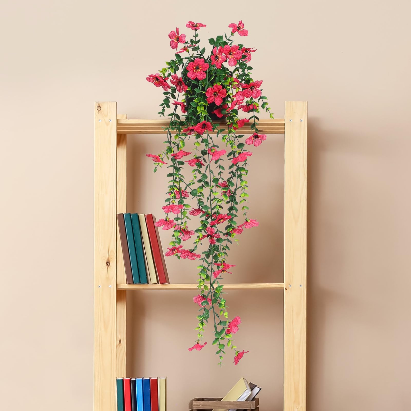Fake Plants Hanging Artificial Potted Faux Eucalyptus Plants and Flowers for …
