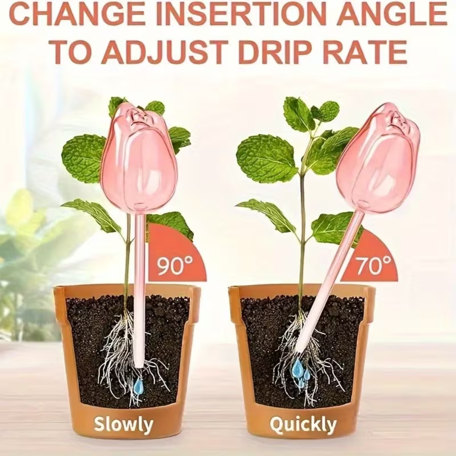 4pcs Pink Tulip Plant Watering Balls, new design slow release watering tool