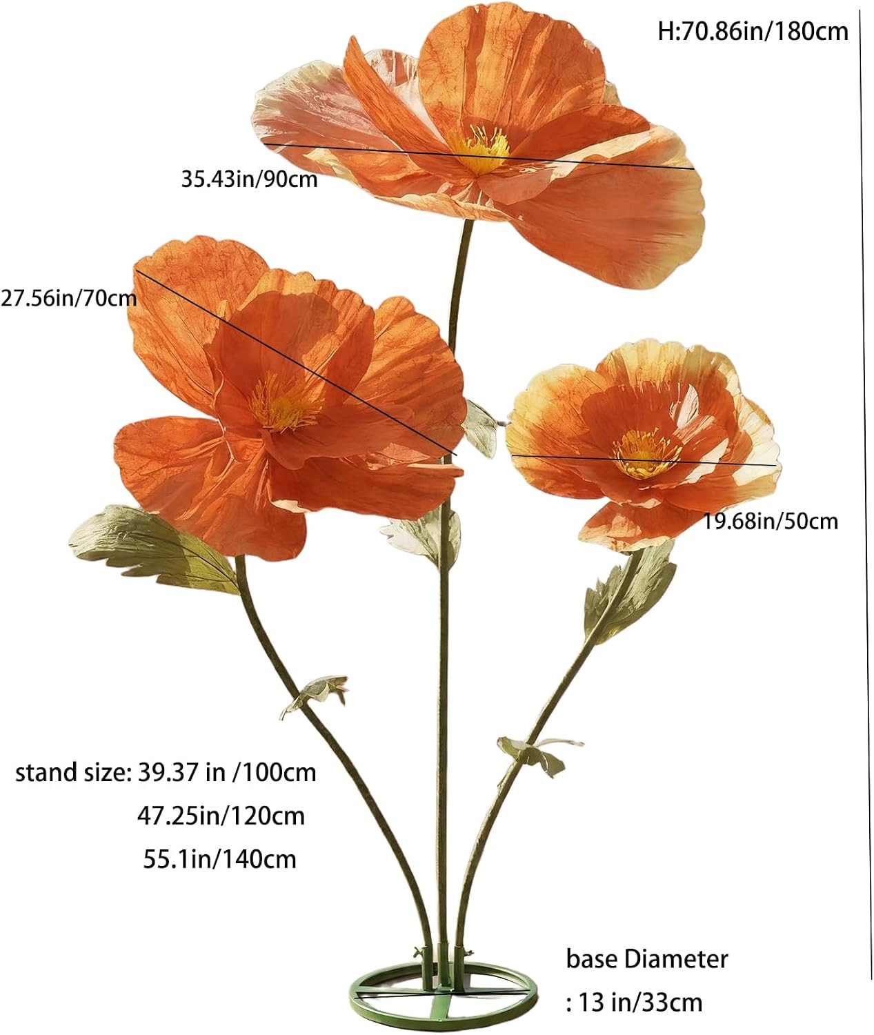 Giant Artificial Paper Flowers for Decoration with Stand,Tall Artificial Bloom f