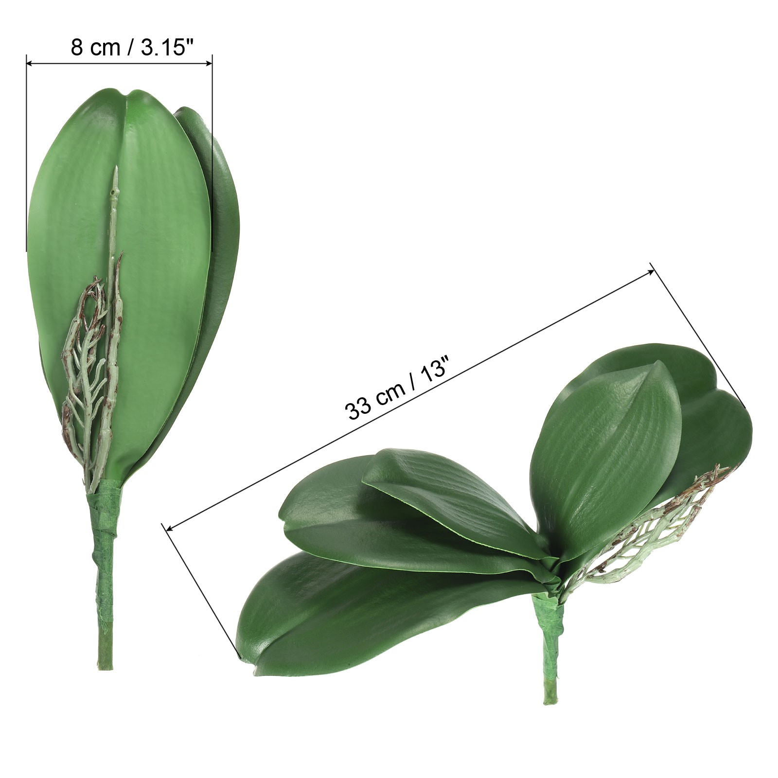 3 Pcs 9.45 Inch Faux Orchid Leaves 5 Petals Artificial Leaf with Stems Home