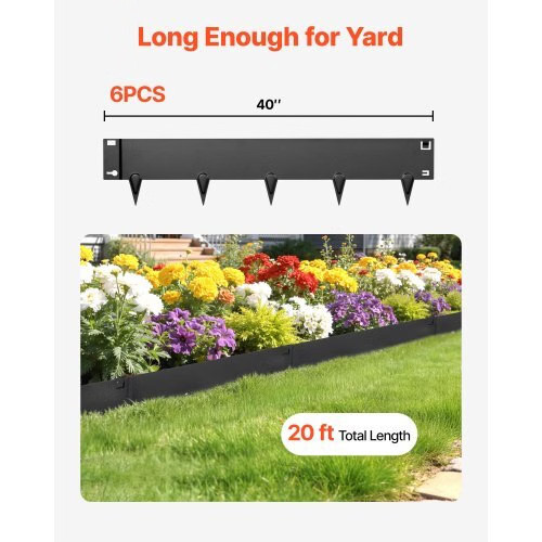 Galvanized Steel Landscape Edging, 6-Pack 40 x 8.15 Inch Metal Edging for Landsc