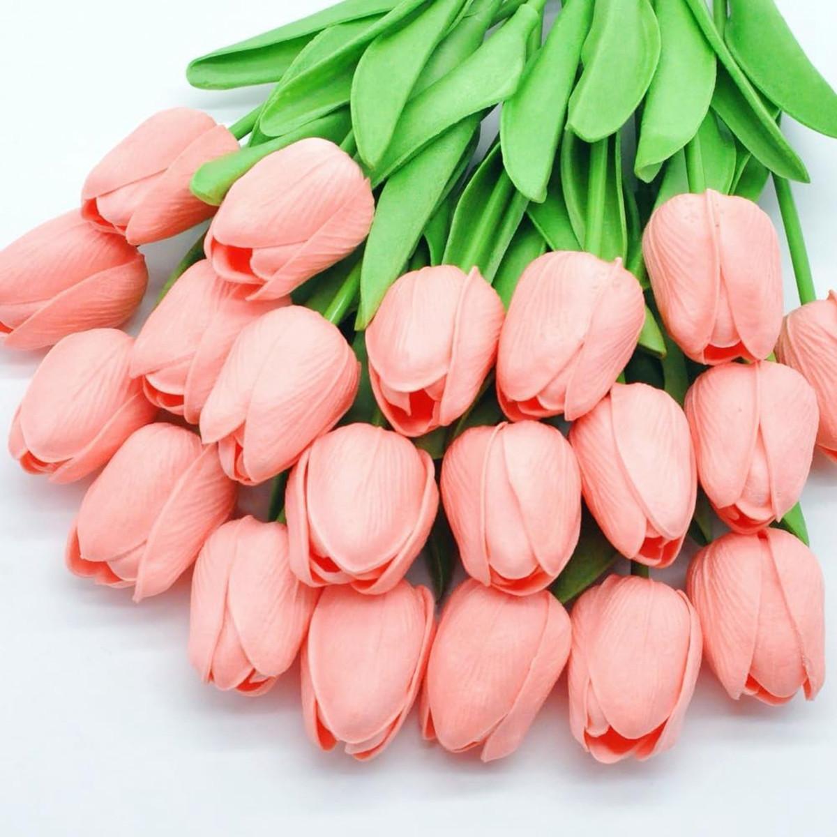 10pcs Artificial Flower Realistic Touch Tulip Scrapbooking Vase Home Decor Weddi