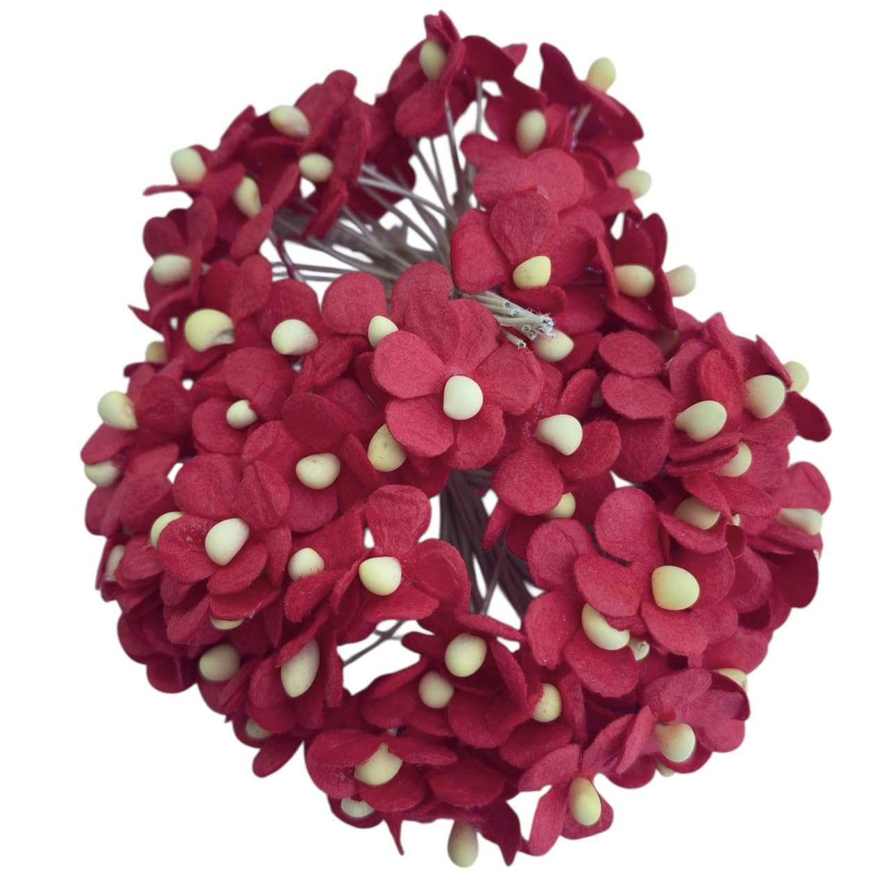 100 Pcs. Assorted Tiny Daisy Blossom Mulberry Paper Flower White Rope Wire Artif