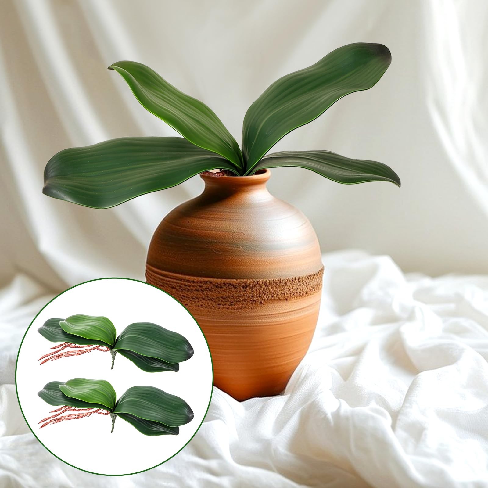 4 PCS Artificial Orchids Leaves, 8 Inch Faux Orchid Leaves Artificial Phalaen…