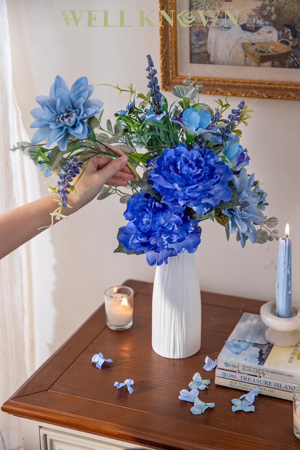 Royal Blue Artificial Flower Bouquet for Home Decor & Gifts