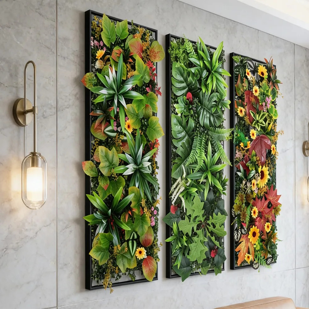 75x25cm Green Plant Wall Panels Artificial Plant Grass Wall Backdrop,Outdoor Hed