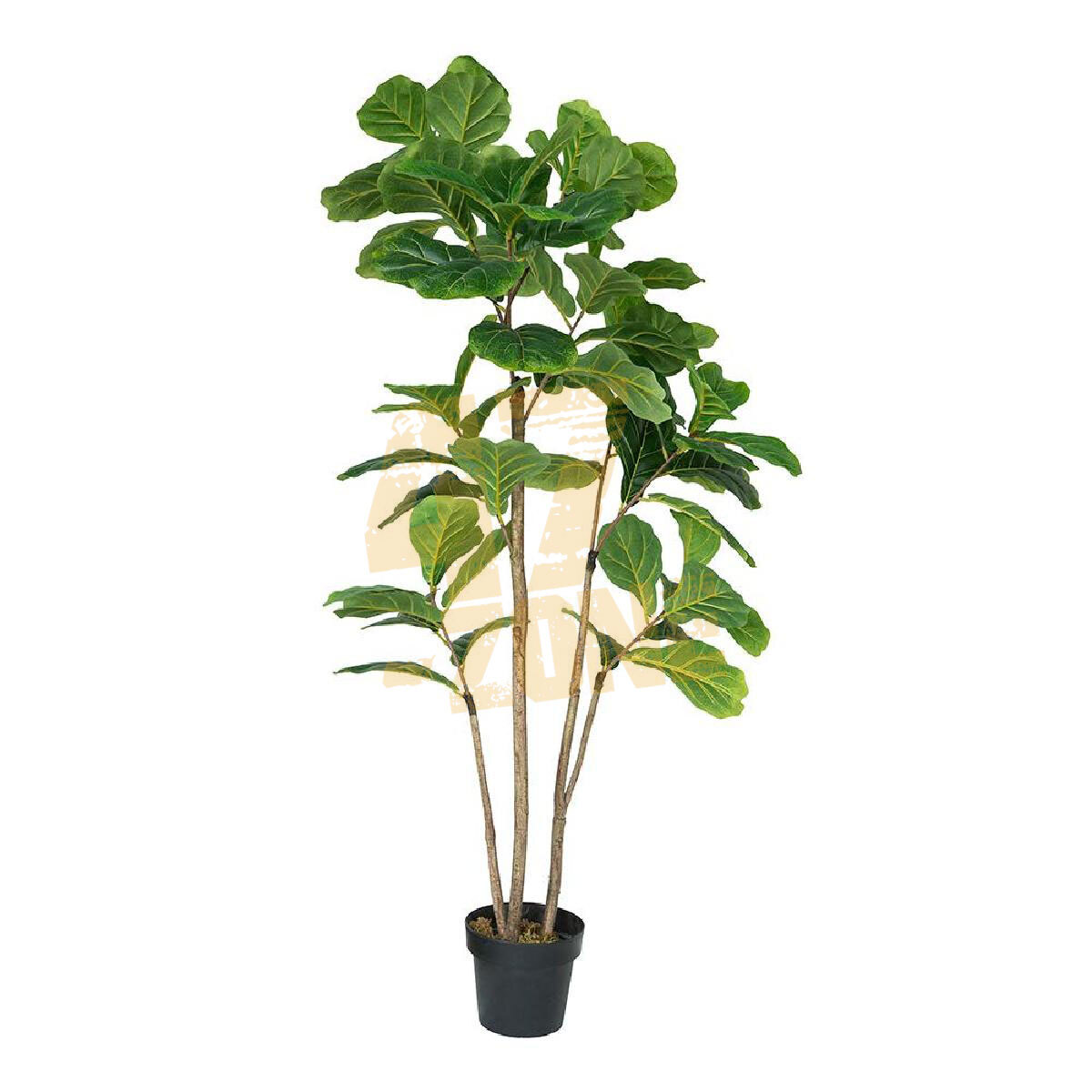 Faux Potted Fiddle Leaf Tree 3 Branch Green Artifical Garden Indoor Outdoor