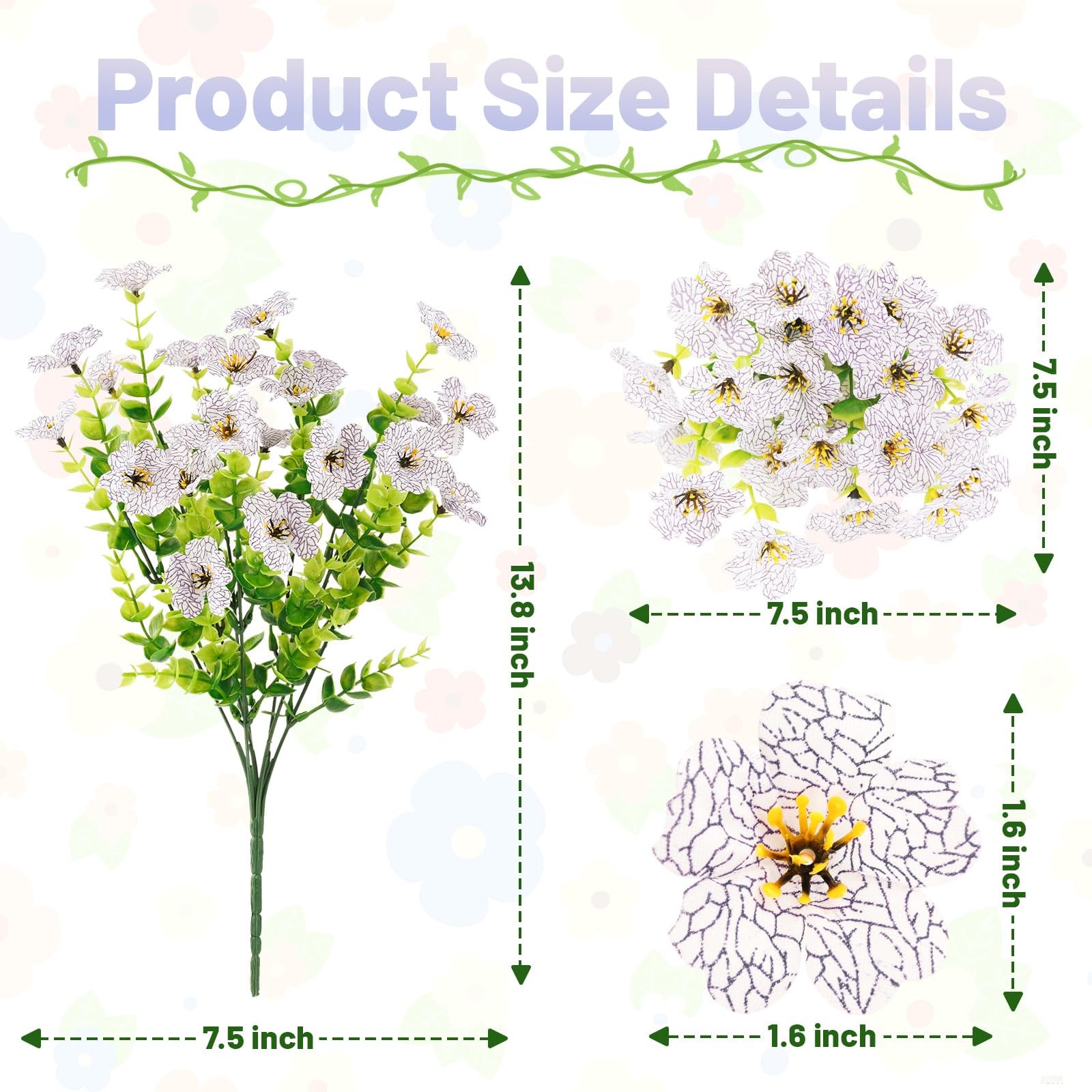 24 Bundles Artificial Flowers for Outdoor, Fake Plastic Plants for Spring Sum…
