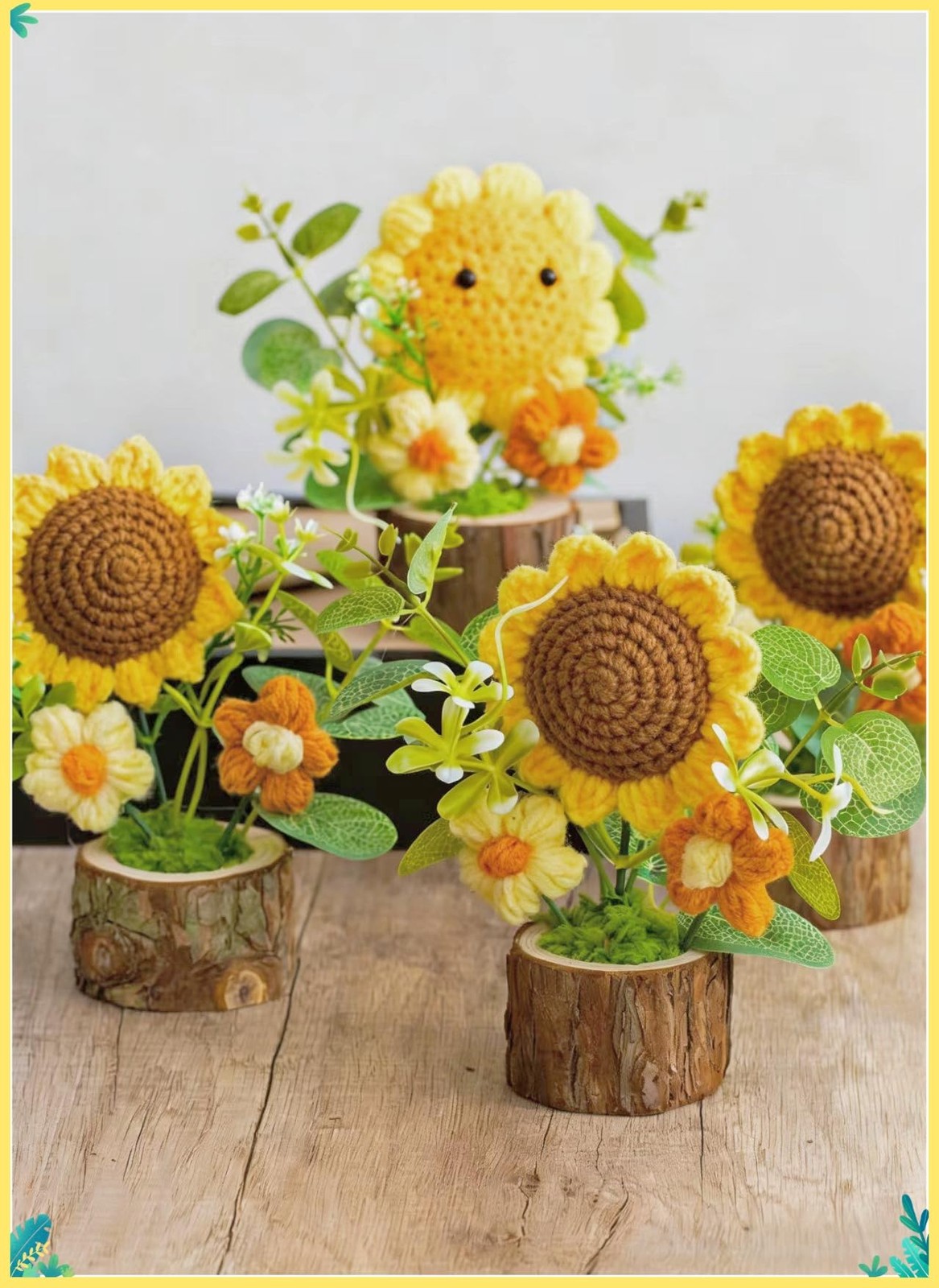 Handmade Knitted Sunflower Potted Plant Decoration