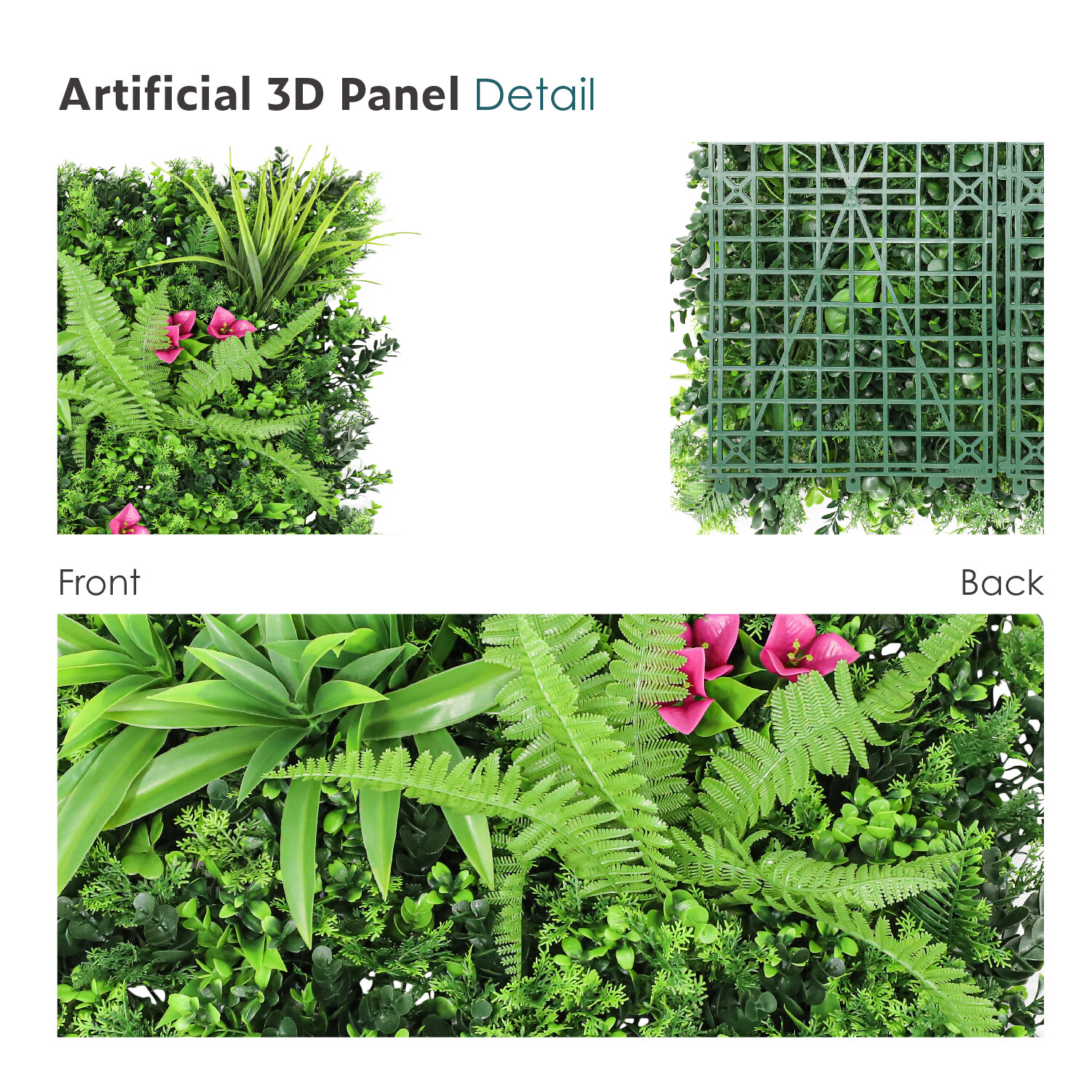 20″ Artificial Leaf Mat #12 3D Mixed Wall Hedge Decor Privacy Fence Panel Grass