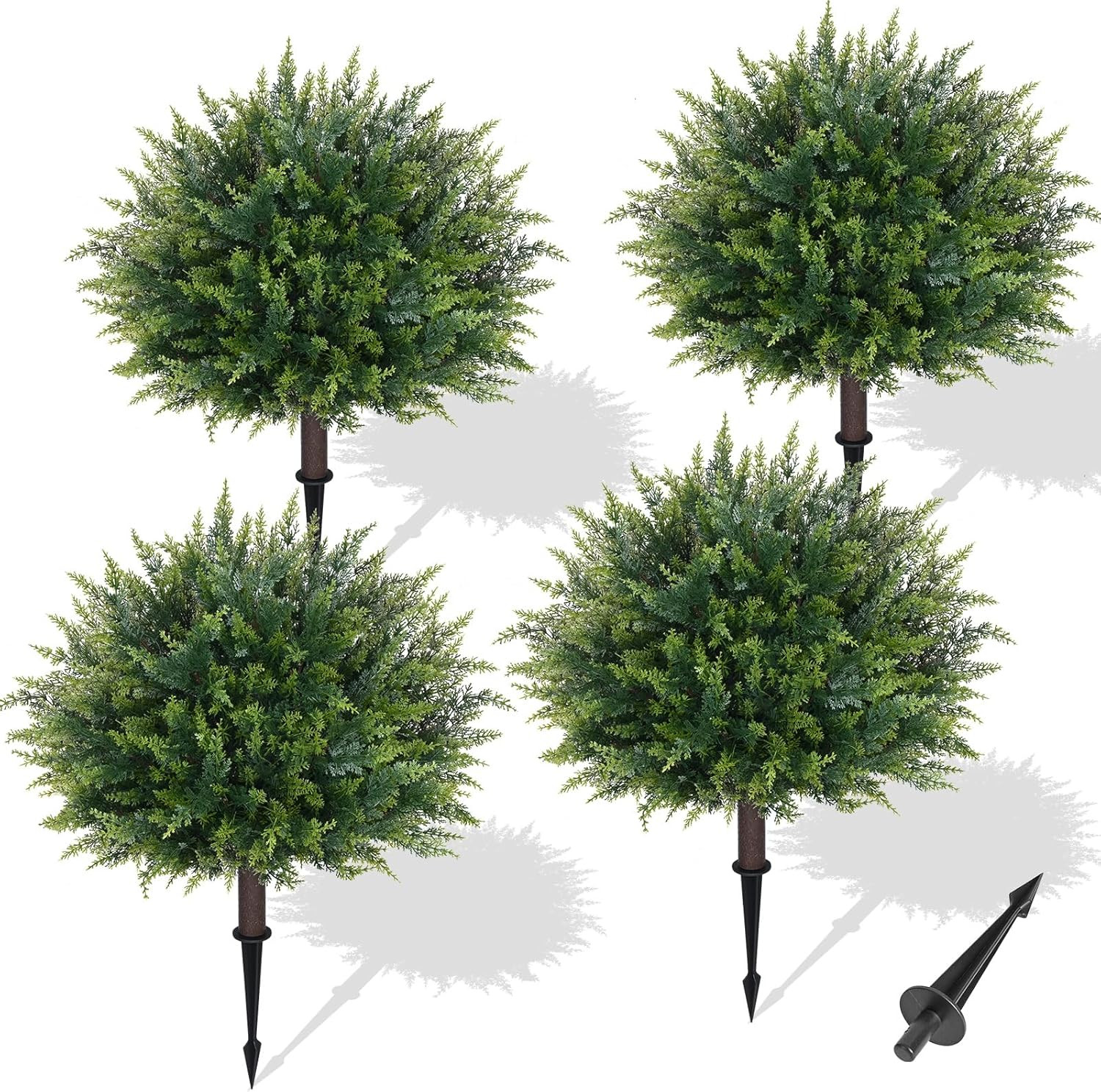 23” UV-Resistant Artificial Cedar Topiary – 4Pcs Outdoor/Indoor Decor
