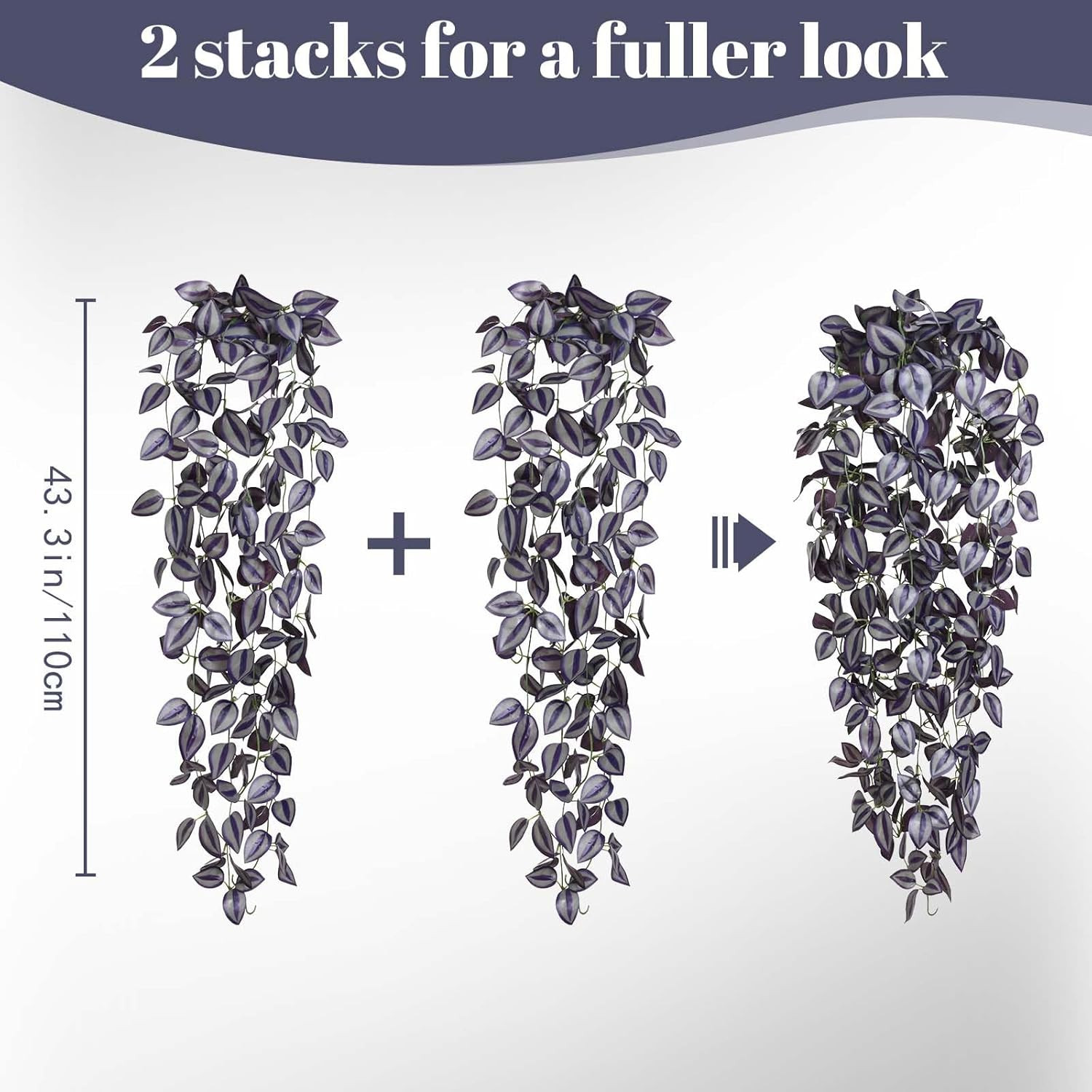 Fake Hanging Plants, 2Pcs Artificial Hanging Plant, Faux Deep Purple Vines Hangi