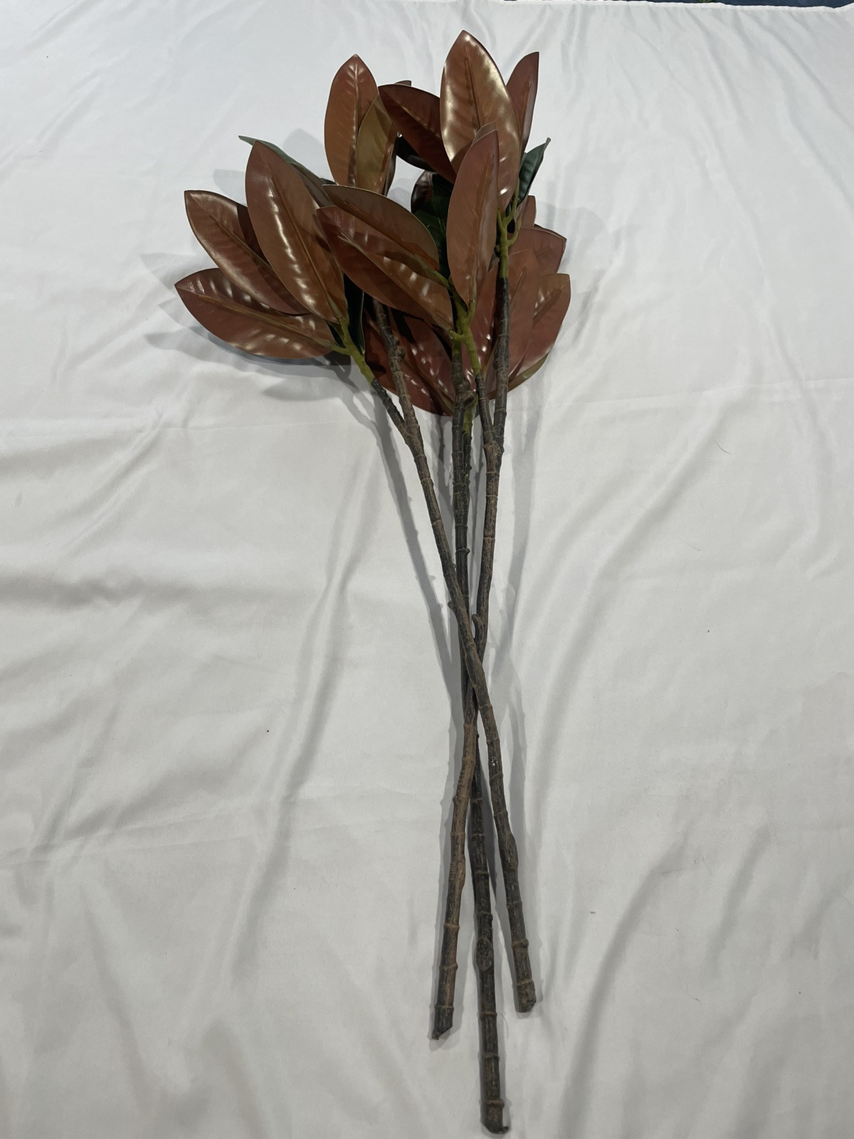 3 Pcs Magnolia Artificial Leaves Branches Faux Magnolia Leaf with Long Stems