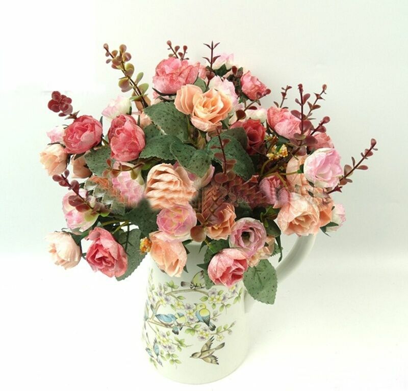 21pc/Bunch Artificial Rose Flowers Bouquet Wedding Party Home Decor Little Rose