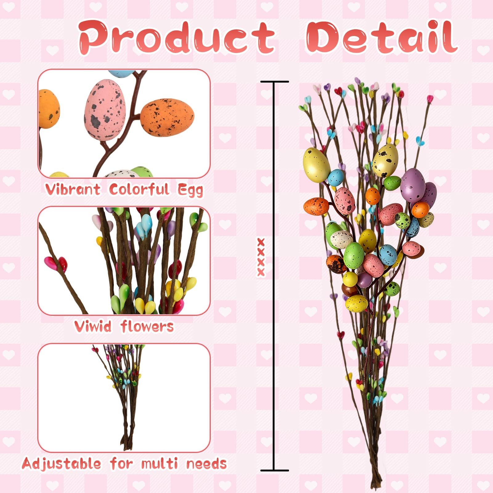 26Pcs Easter Decorations for Home – Faux Vine with Berries and Easter Eggs Pi…