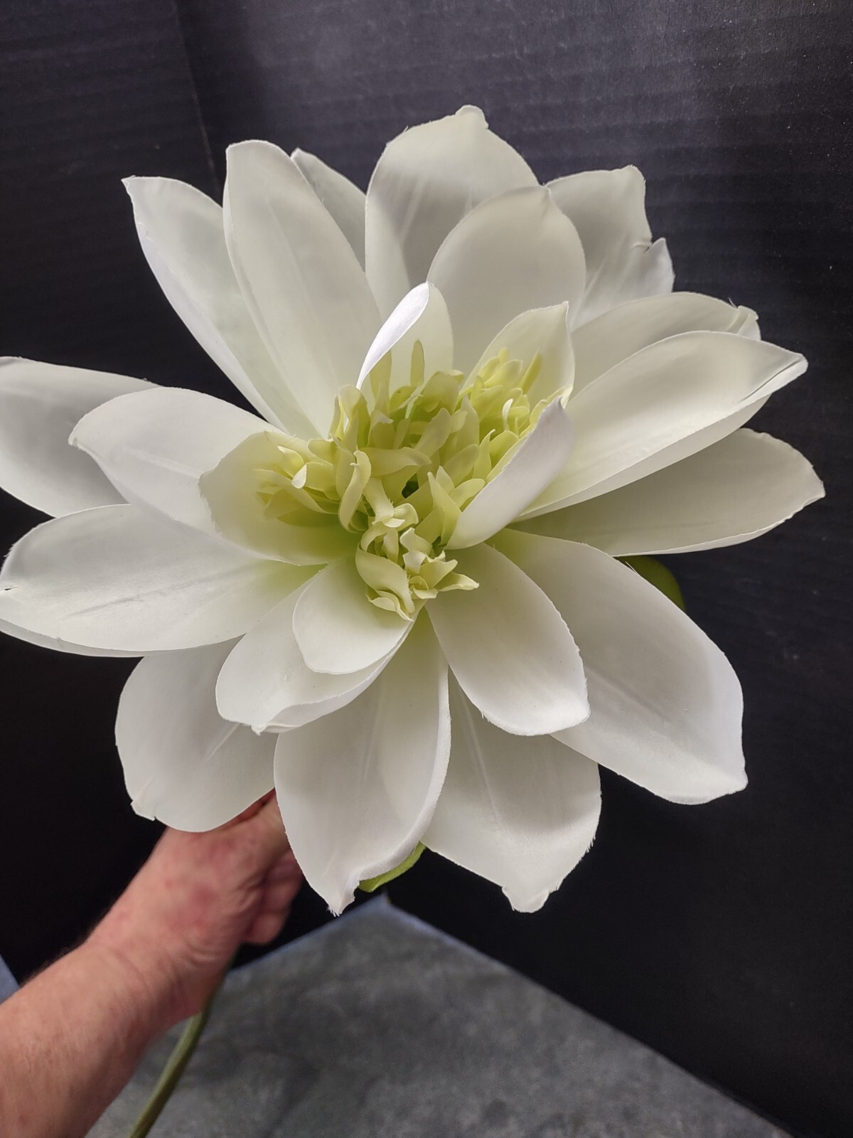 Artificial White Natural Feel large lotus blossom stems