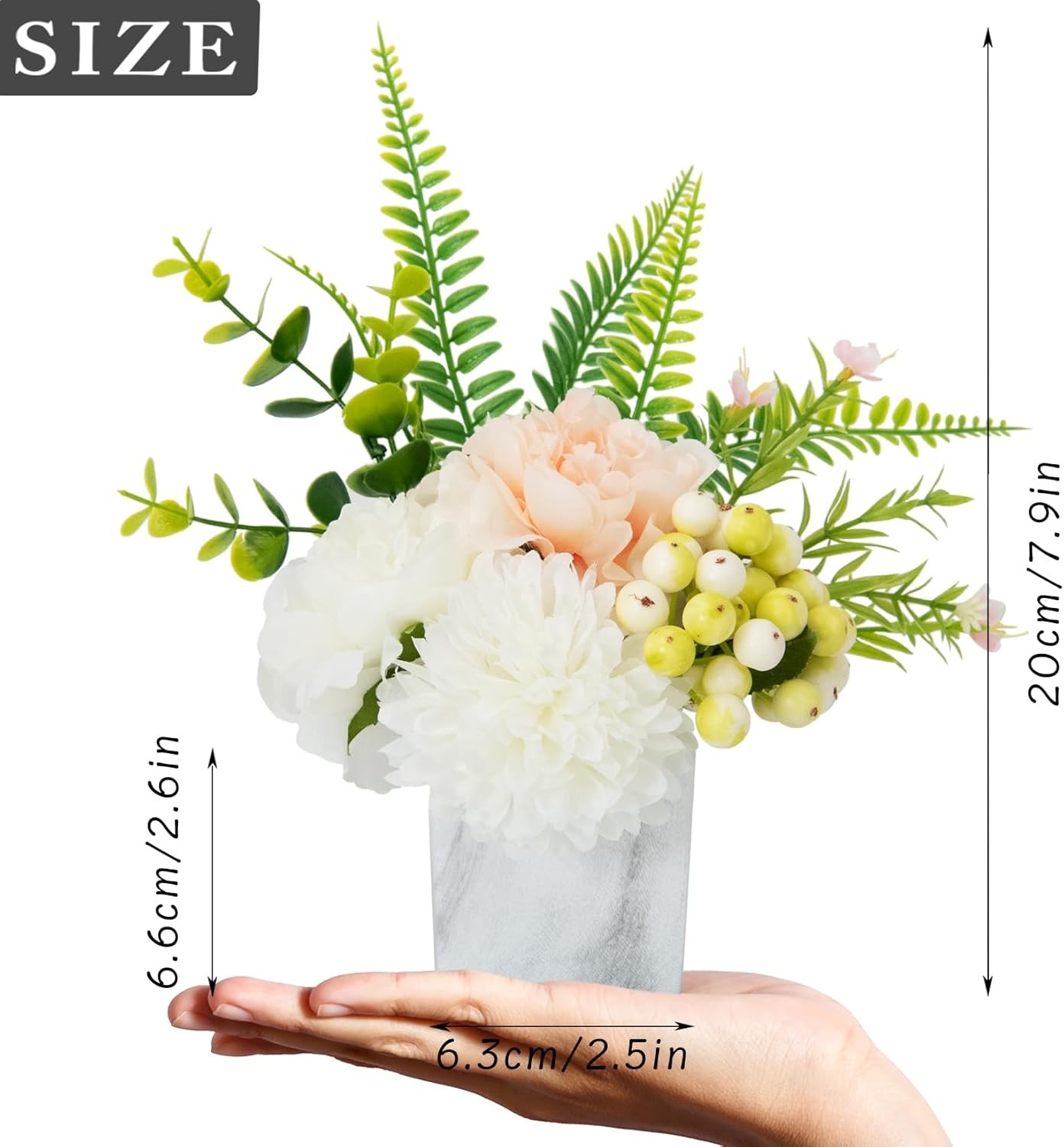 Artificial Hydrangea & Peony Flowers in Ceramic Vase Table Centerpiece Home Deco