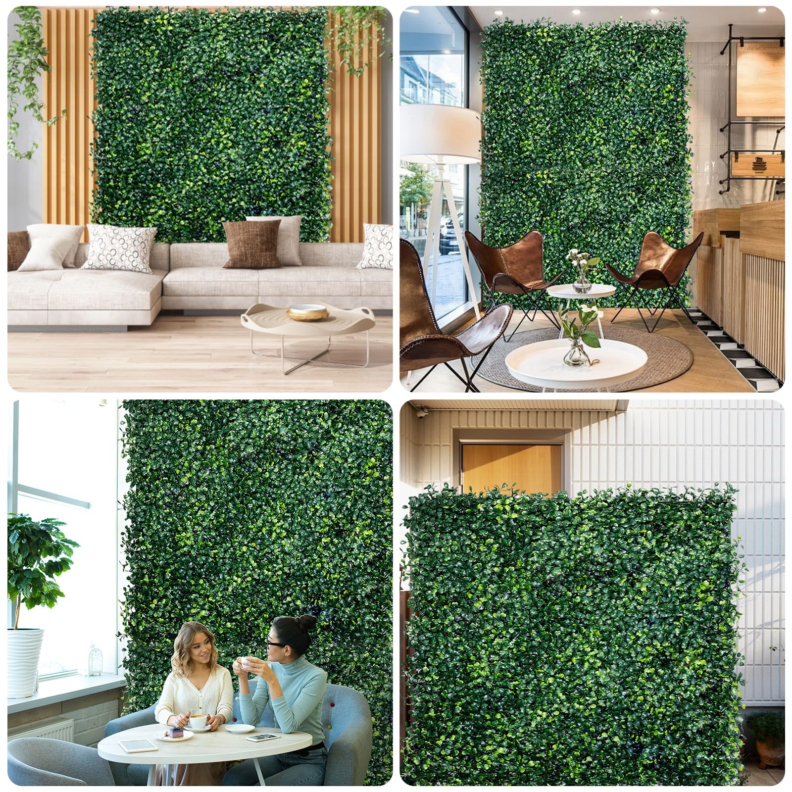 Artificial Grass Wall Panel Backdrop, 12PCS 10″x10″ Artificial Boxwood, Cover…