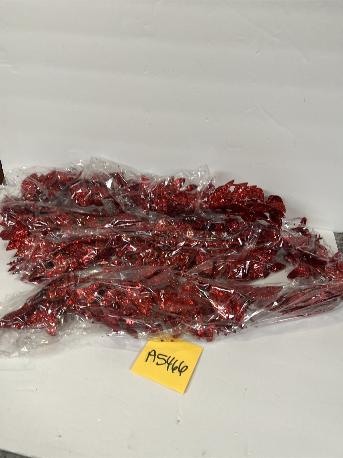 Set of 2 Red 4′ Shimmering Leaf Garlands Glitter Valerie Parr Hill