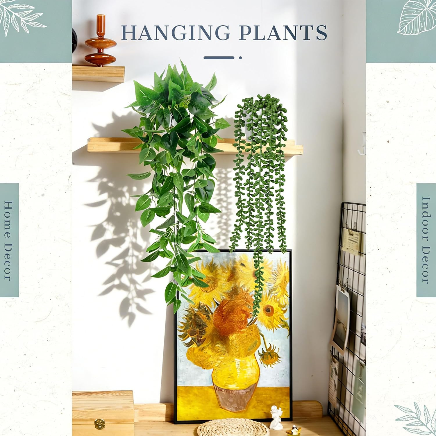 4Pcs Fake Plants Hanging Artificial Ivy Vine Faux Eucalyptus Hanging Plants, Bos