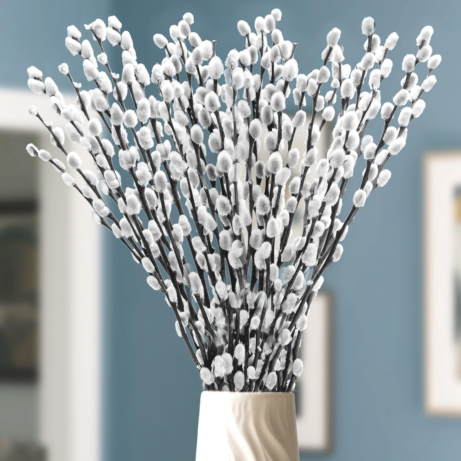 35 Pcs 16 in Real Willow Branches Natural White Snow Willow Branche