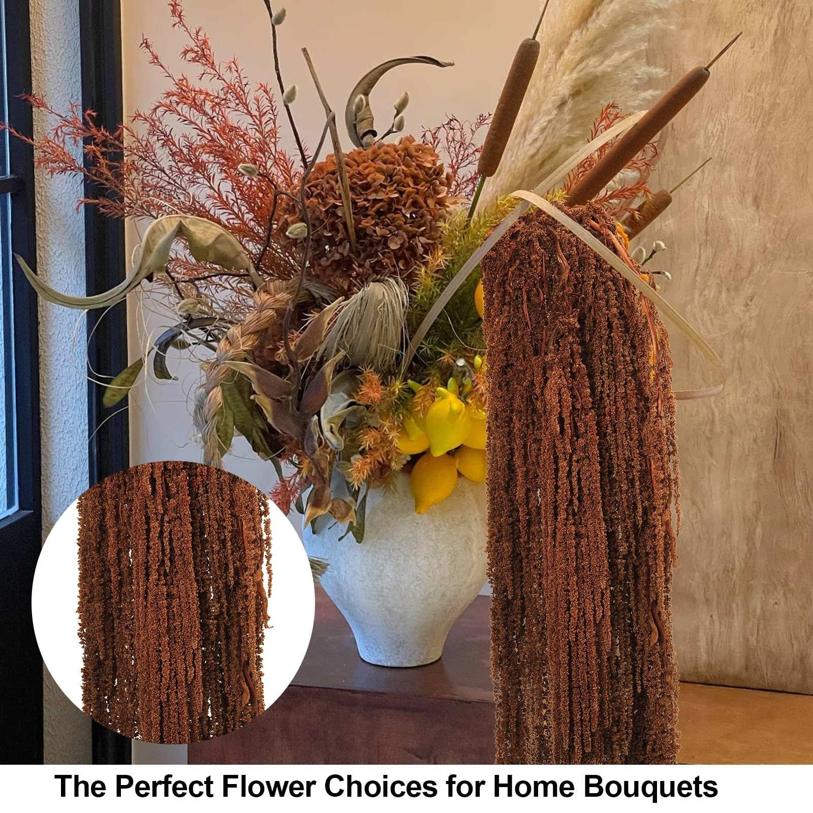 5 PCS Dried Amaranthus Hanging Flowers Natural Preserved Brown 24 Inch