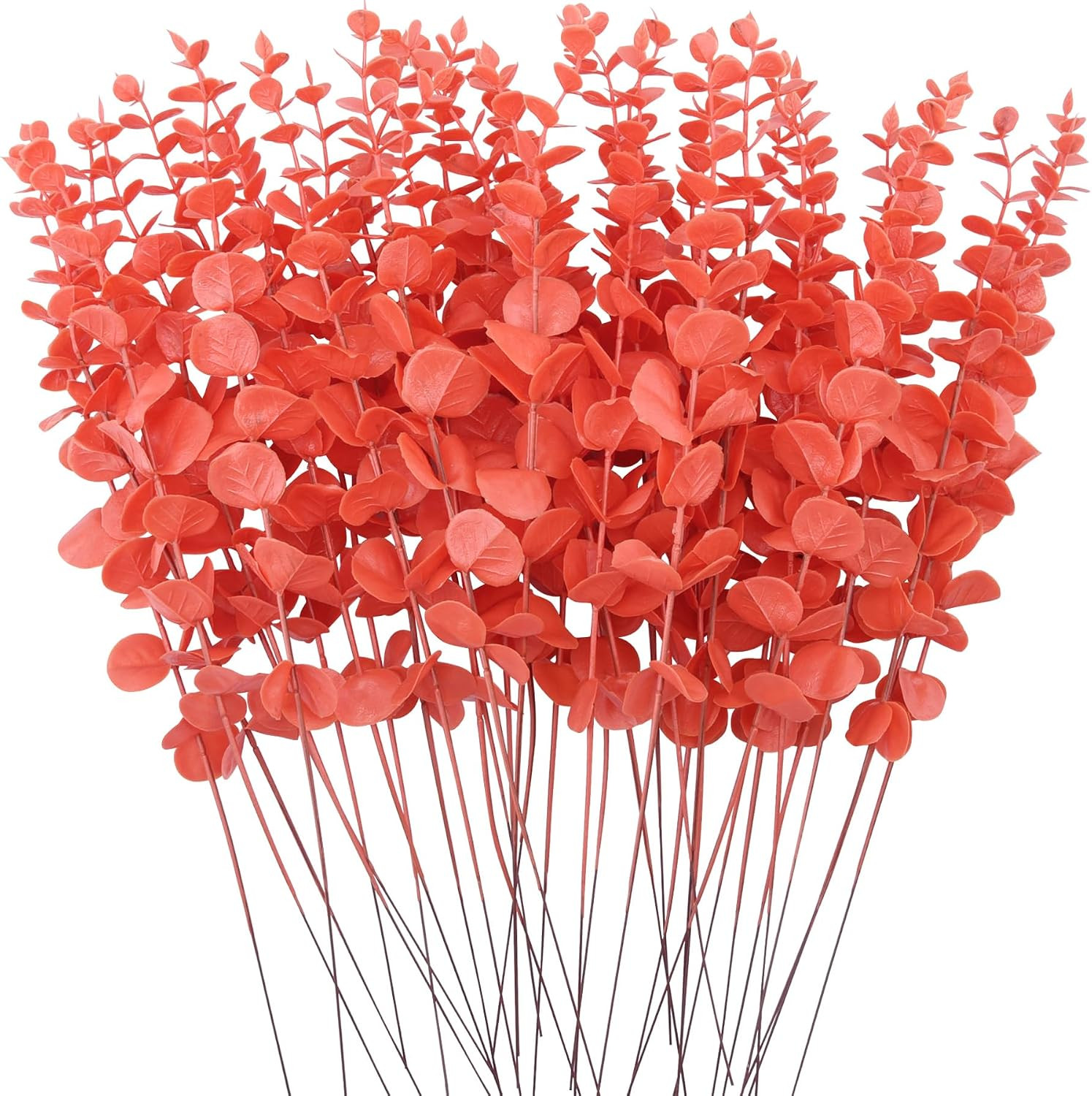 36 Pcs Orange Artificial Eucalyptus Stems 15″ Faux Eucalyptus Branches | Artific