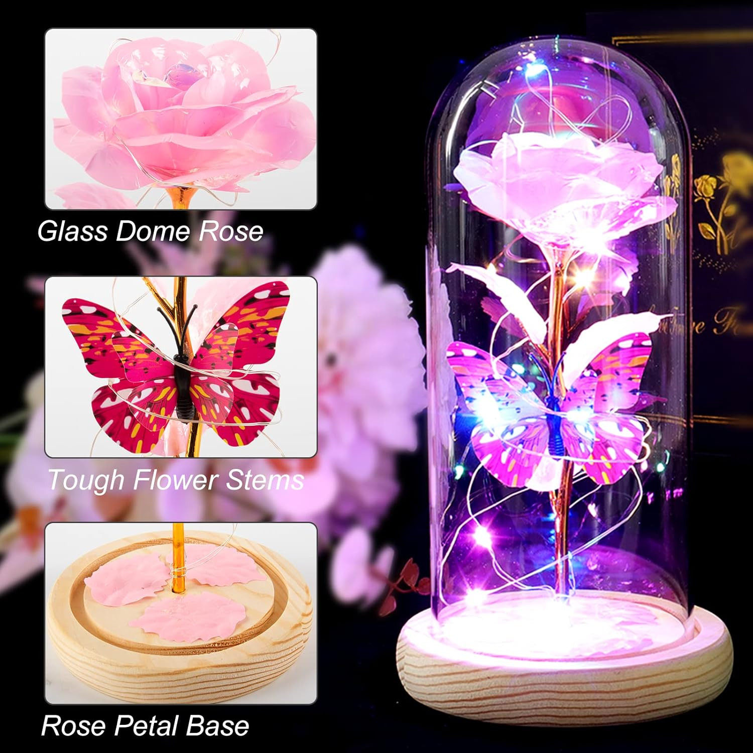 Rosas de cristal de galaxia regalos de cumpleanos para mujeres para mama abuela