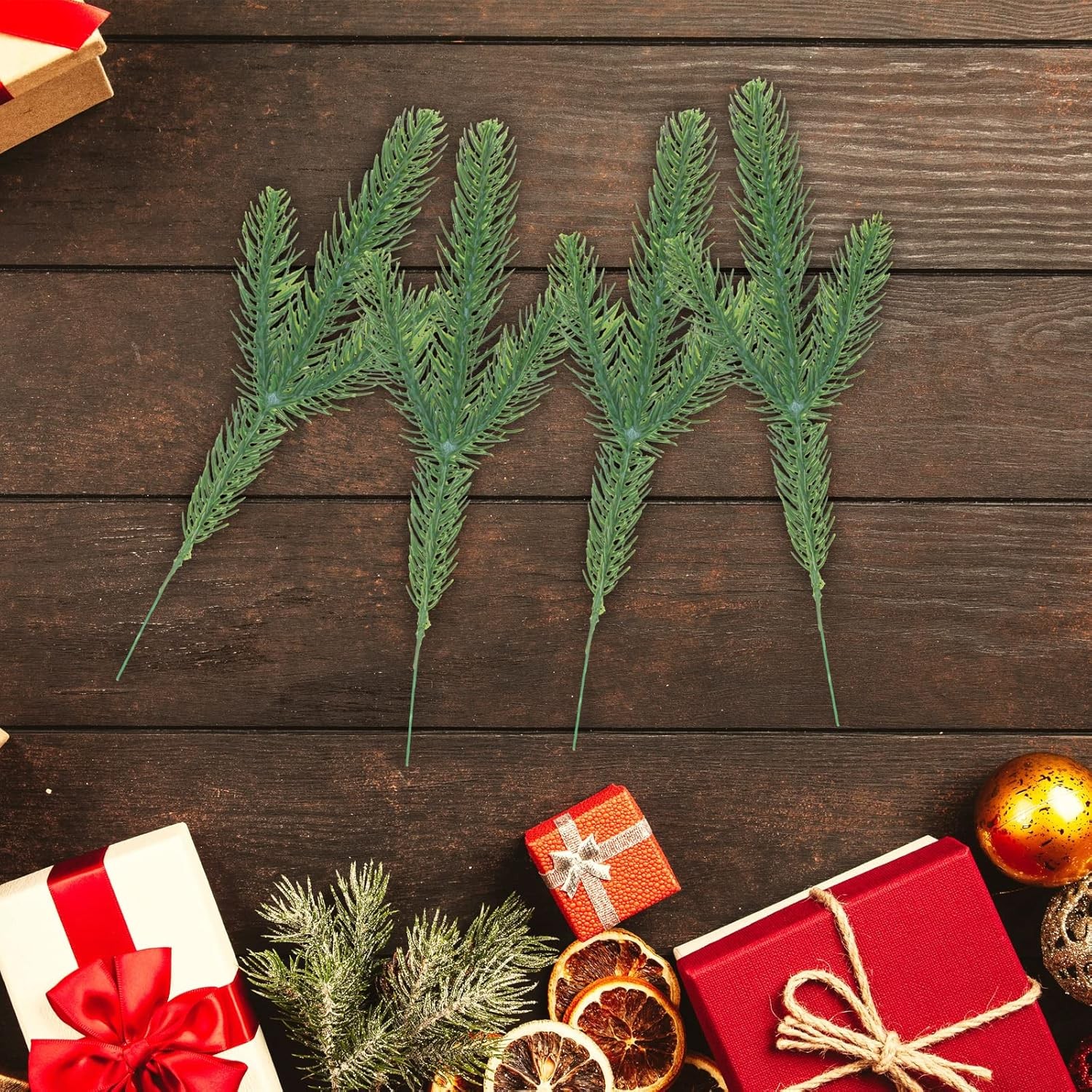 50 Pcs Artificial Pine Branches Green Plants Pine Needles DIY Accessories