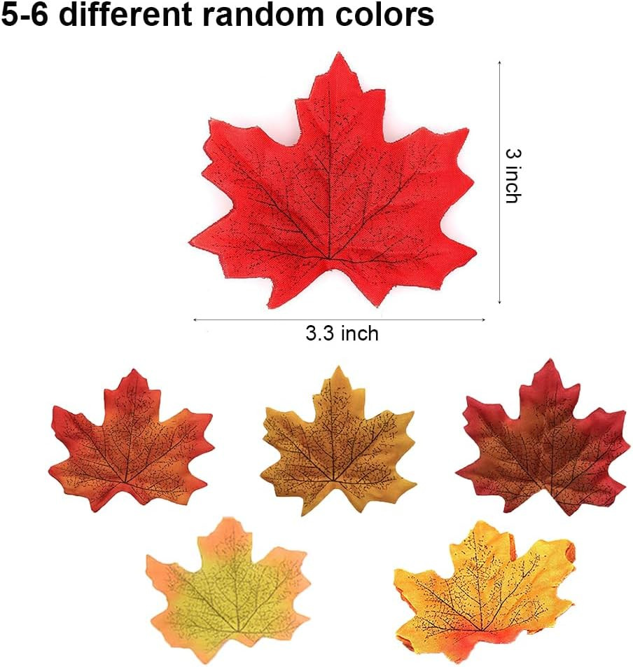 Echodone 600 Pieces Artificial Maple Leaves Decorations Autumn Fall Leaves