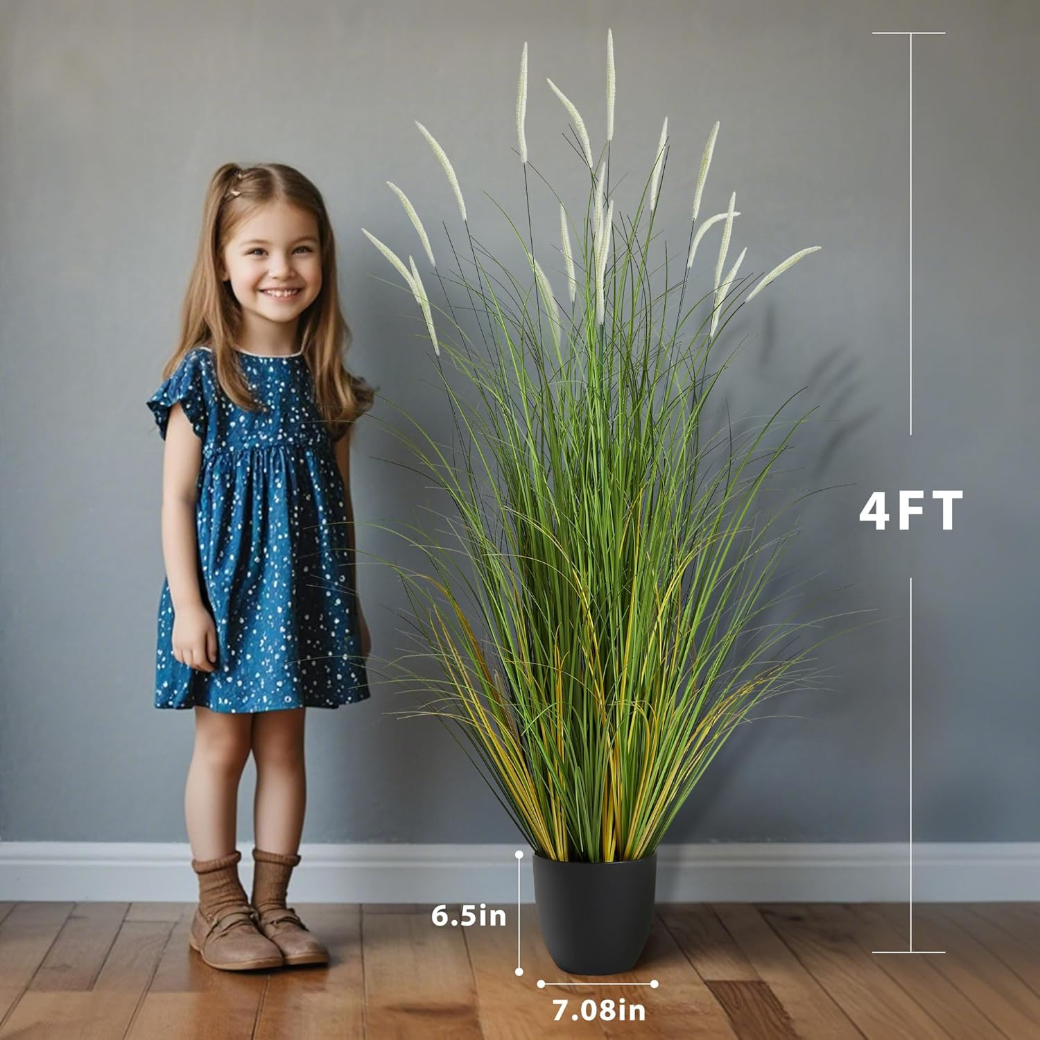 4Ft 2-Pack Artificial Cattail Reed Grass, 47.2’’ Artificial Indoor Outdoor Fake